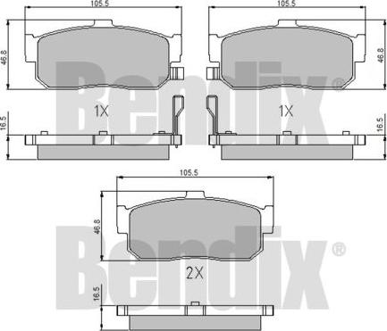 BENDIX 510612 - Тормозные колодки, дисковые, комплект www.autospares.lv