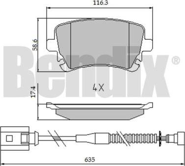 BENDIX 510621 - Brake Pad Set, disc brake www.autospares.lv