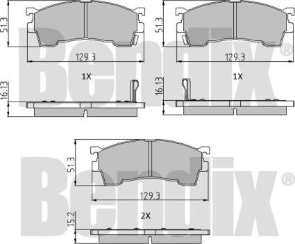 BENDIX 510093 - Bremžu uzliku kompl., Disku bremzes autospares.lv