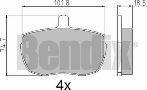 BENDIX 510057 - Тормозные колодки, дисковые, комплект www.autospares.lv