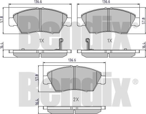 BENDIX 510080 - Brake Pad Set, disc brake www.autospares.lv