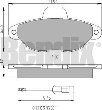 BENDIX 510197 - Bremžu uzliku kompl., Disku bremzes www.autospares.lv