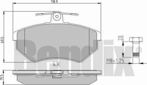 BENDIX 510159 - Bremžu uzliku kompl., Disku bremzes www.autospares.lv