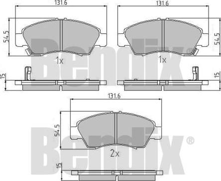 BENDIX 510155 - Тормозные колодки, дисковые, комплект www.autospares.lv