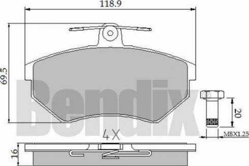 BENDIX 510158 - Тормозные колодки, дисковые, комплект www.autospares.lv