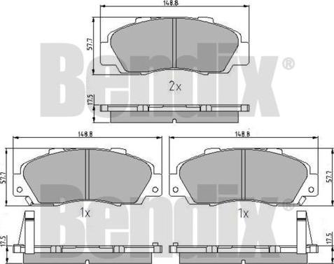 BENDIX 510157 - Brake Pad Set, disc brake www.autospares.lv