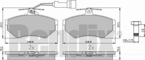 BENDIX 510160 - Тормозные колодки, дисковые, комплект www.autospares.lv