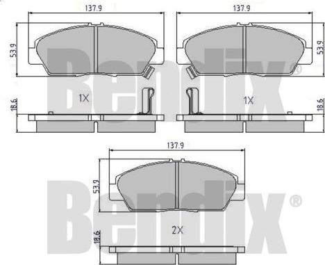 BENDIX 510162 - Bremžu uzliku kompl., Disku bremzes www.autospares.lv