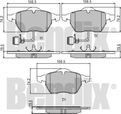 BENDIX 510174 - Brake Pad Set, disc brake www.autospares.lv