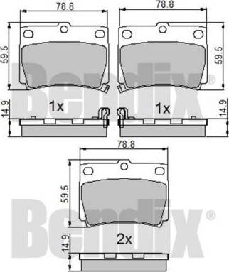 BENDIX 510899 - Bremžu uzliku kompl., Disku bremzes autospares.lv