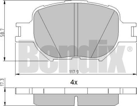 BENDIX 510845 - Тормозные колодки, дисковые, комплект www.autospares.lv