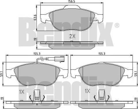 BENDIX 510831 - Тормозные колодки, дисковые, комплект www.autospares.lv