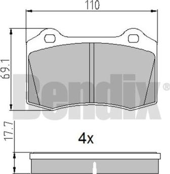 BENDIX 510833 - Тормозные колодки, дисковые, комплект www.autospares.lv