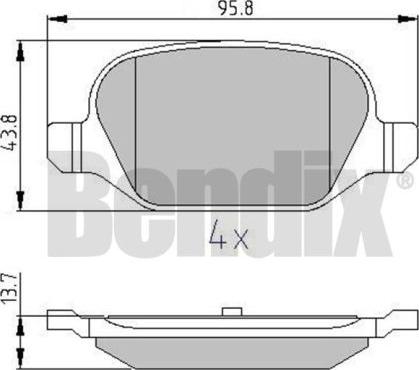 BENDIX 510832 - Тормозные колодки, дисковые, комплект www.autospares.lv