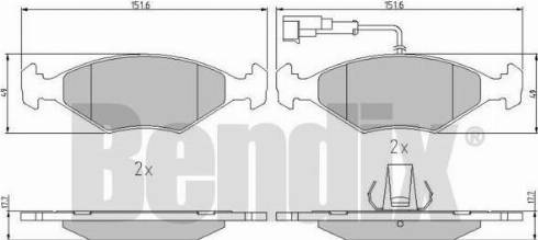 BENDIX 510822 - Тормозные колодки, дисковые, комплект www.autospares.lv