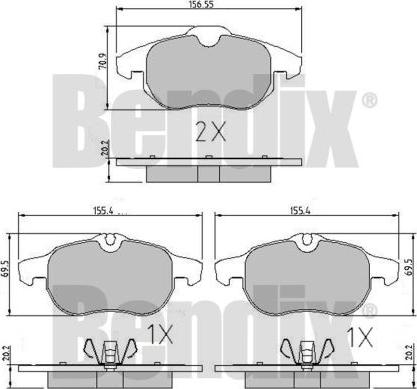 BENDIX 510393 - Bremžu uzliku kompl., Disku bremzes autospares.lv