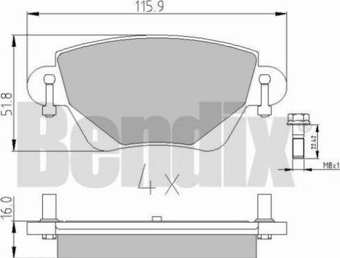 BENDIX 510372 - Тормозные колодки, дисковые, комплект www.autospares.lv