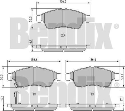 BENDIX 510242 - Тормозные колодки, дисковые, комплект www.autospares.lv