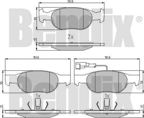 BENDIX 510259 - Brake Pad Set, disc brake www.autospares.lv