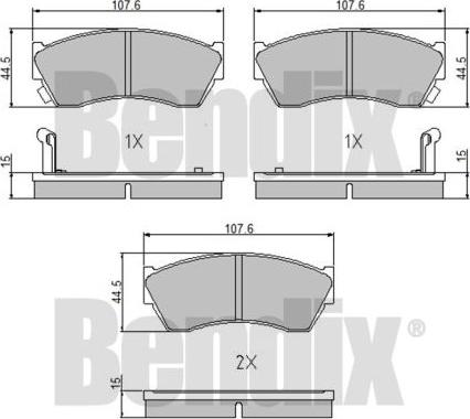 BENDIX 510252 - Brake Pad Set, disc brake www.autospares.lv