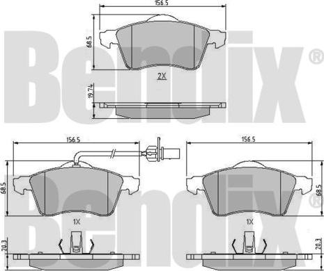 BENDIX 510208 - Bremžu uzliku kompl., Disku bremzes autospares.lv