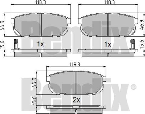 BENDIX 510219 - Тормозные колодки, дисковые, комплект www.autospares.lv