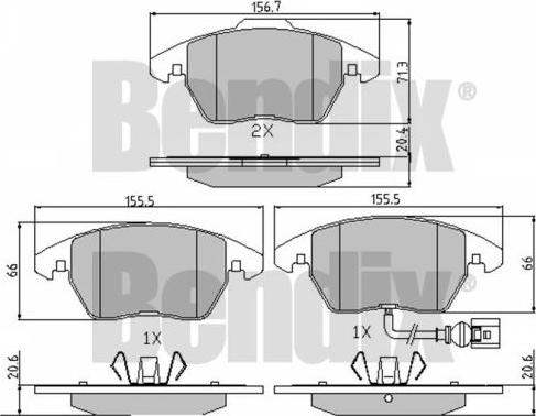 BENDIX 510222 - Brake Pad Set, disc brake www.autospares.lv