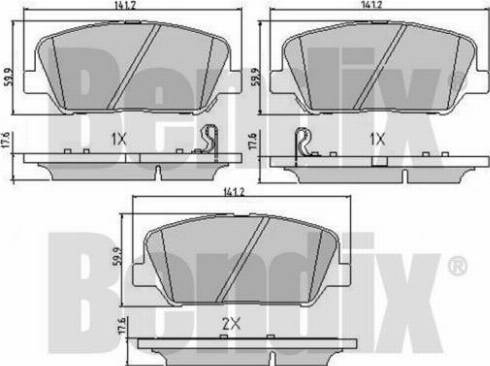 BENDIX 510788 - Тормозные колодки, дисковые, комплект www.autospares.lv