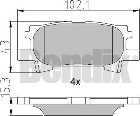 BENDIX 510734 - Тормозные колодки, дисковые, комплект www.autospares.lv