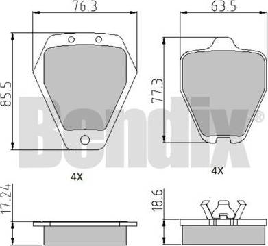 BENDIX 510726 - Bremžu uzliku kompl., Disku bremzes www.autospares.lv