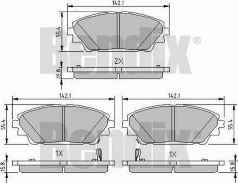 BENDIX 511166 - Bremžu uzliku kompl., Disku bremzes autospares.lv