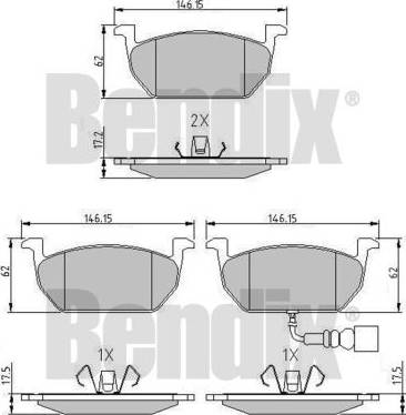 BENDIX 511201 - Тормозные колодки, дисковые, комплект www.autospares.lv