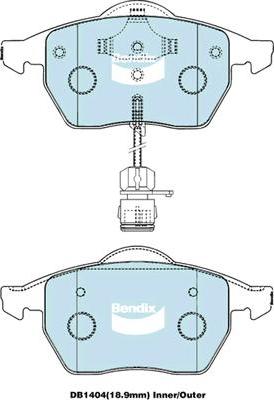 Bendix-AU DB1404 EURO+ - Тормозные колодки, дисковые, комплект www.autospares.lv