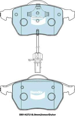 Bendix-AU DB1427 EURO+ - Тормозные колодки, дисковые, комплект www.autospares.lv