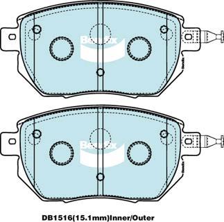 Bendix-AU DB1516 -4WD - Bremžu uzliku kompl., Disku bremzes www.autospares.lv