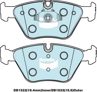 Bendix-AU DB1522 EURO+ - Bremžu uzliku kompl., Disku bremzes autospares.lv