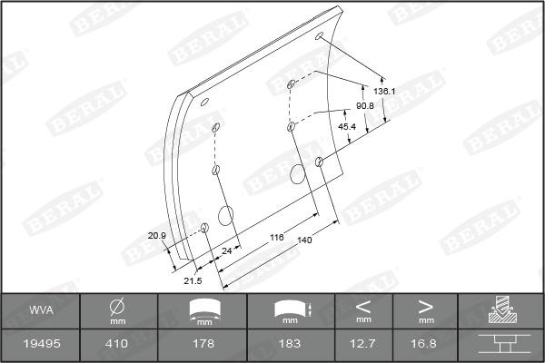 Beral 1949518300015498 - Bremžu uzliku kompl., Trumuļu bremzes www.autospares.lv