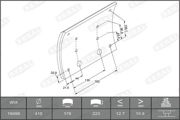 Beral KBL19496.9-1575 - Bremžu uzliku kompl., Trumuļu bremzes www.autospares.lv