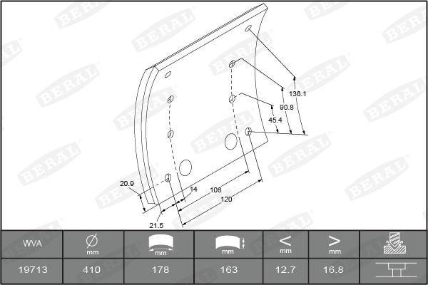 Beral KBL19713.1-1560 - Bremžu uzliku kompl., Trumuļu bremzes www.autospares.lv