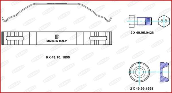 Beral UAC168 - Piederumu komplekts, Disku bremžu uzlikas www.autospares.lv