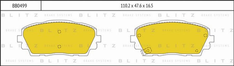 Blitz BB0499 - Тормозные колодки, дисковые, комплект www.autospares.lv