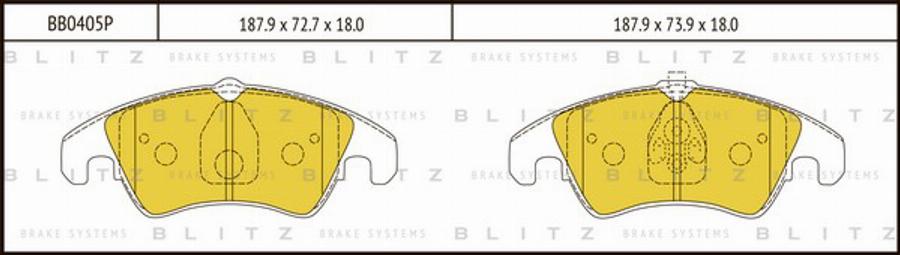 Blitz BB0405P - Тормозные колодки, дисковые, комплект www.autospares.lv