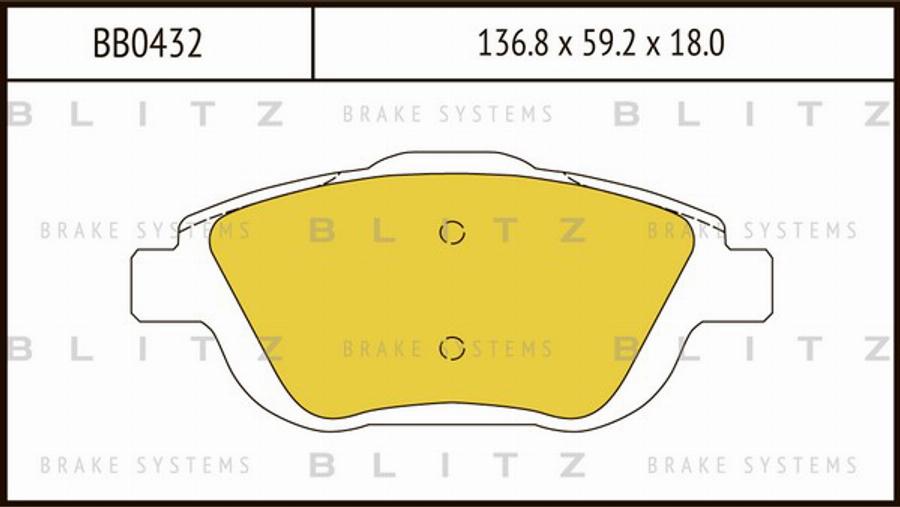 Blitz BB0432 - Тормозные колодки, дисковые, комплект www.autospares.lv