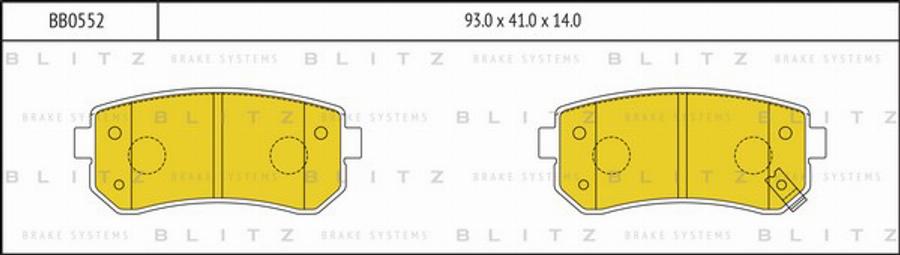 Blitz BB0552 - Тормозные колодки, дисковые, комплект www.autospares.lv