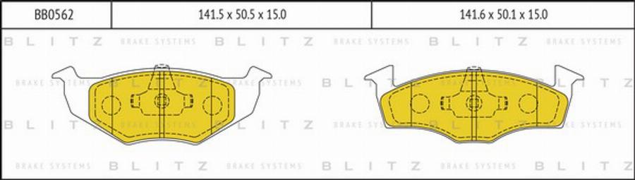 Blitz BB0562 - Тормозные колодки, дисковые, комплект www.autospares.lv