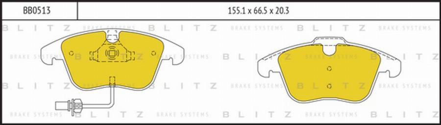 Blitz BB0513 - Тормозные колодки, дисковые, комплект www.autospares.lv