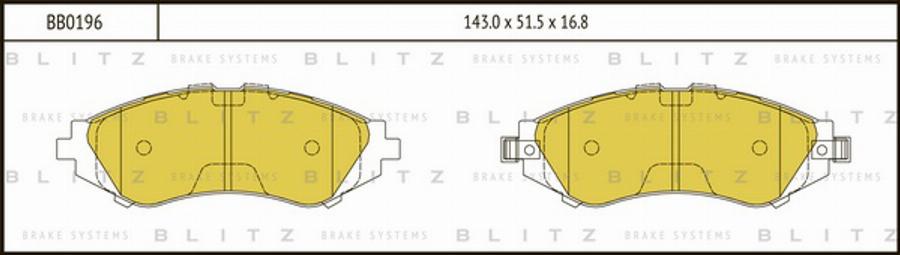 Blitz BB0196 - Тормозные колодки, дисковые, комплект www.autospares.lv