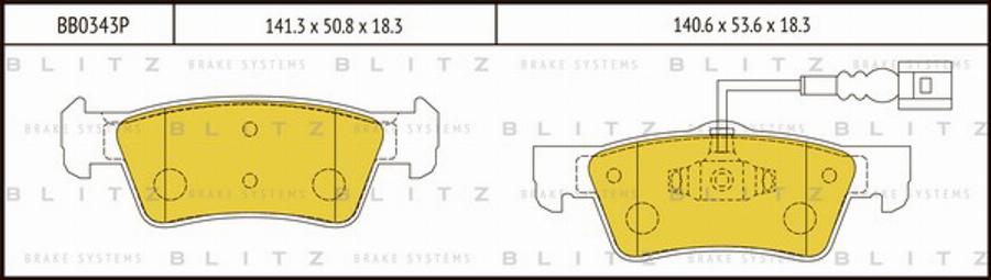 Blitz BB0343P - Тормозные колодки, дисковые, комплект www.autospares.lv