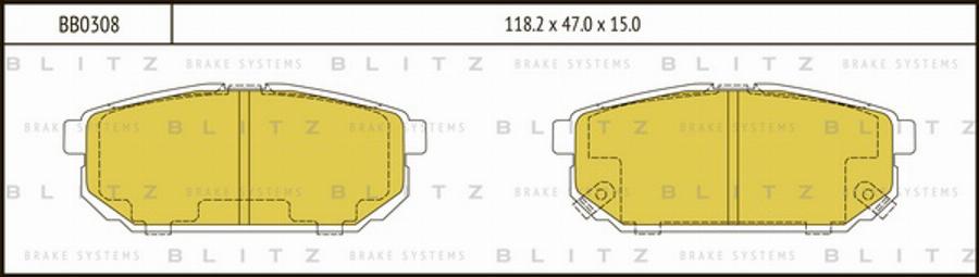 Blitz BB0308 - Bremžu uzliku kompl., Disku bremzes autospares.lv