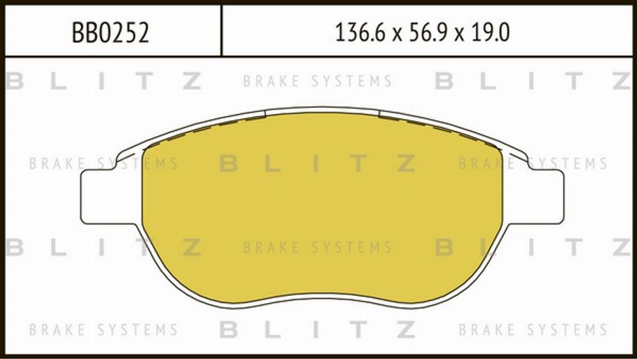 Blitz BB0252 - Тормозные колодки, дисковые, комплект www.autospares.lv